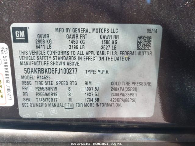 5GAKRBKD6FJ100277 Buick Enclave Leather
