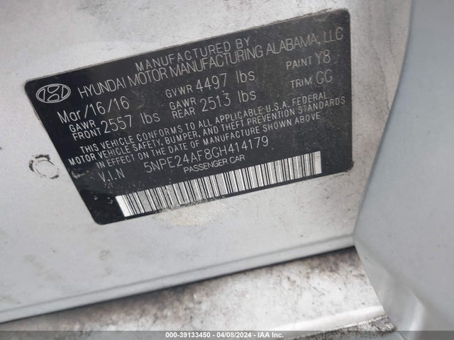 Hyundai SONATA SE 2016 5NPE24AF8GH414179 Image 9