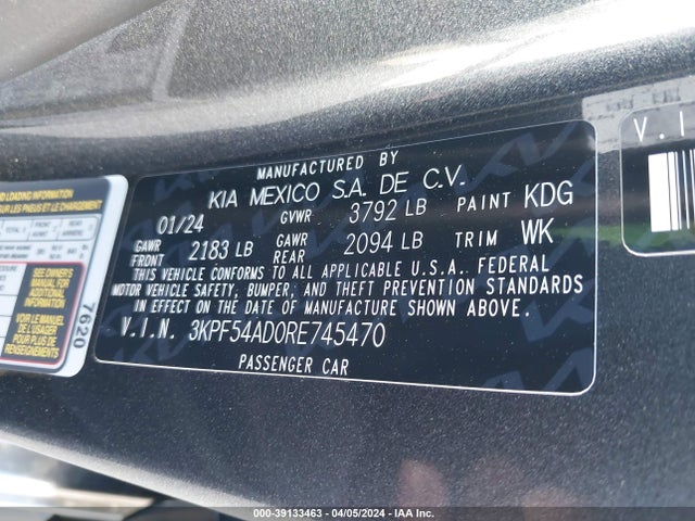KIA Forte Gt-line 2024 3KPF54AD0RE745470 Image 9