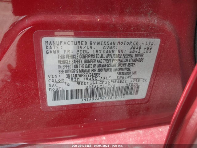 Nissan SENTRA SR 2014 3N1AB7AP2EY242033 Image 9