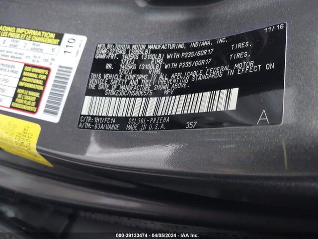 Toyota Sienna Le 8 Passenger 2017 5TDKZ3DC7HS806575 Image 9