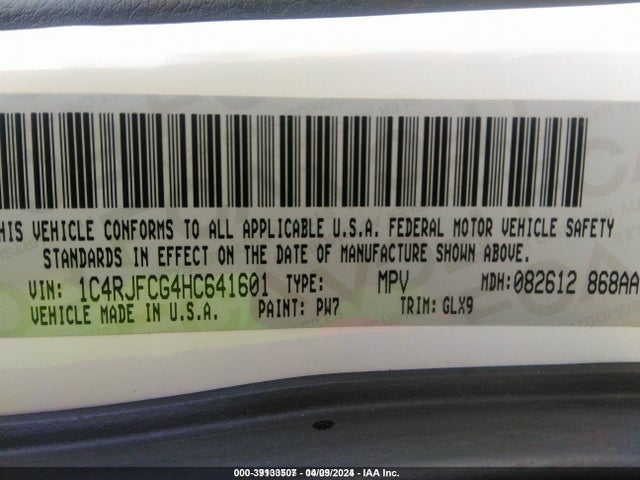 1C4RJFCG4HC641601 Jeep Grand Cherokee Overland 4x4