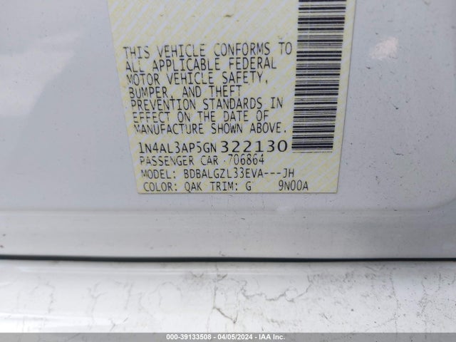 Nissan Altima 2.5 S 2016 1N4AL3AP5GN322130 Image 9
