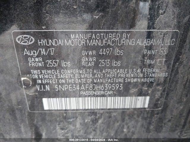 Hyundai SONATA SEL 2018 5NPE34AF8JH639593 Image 9