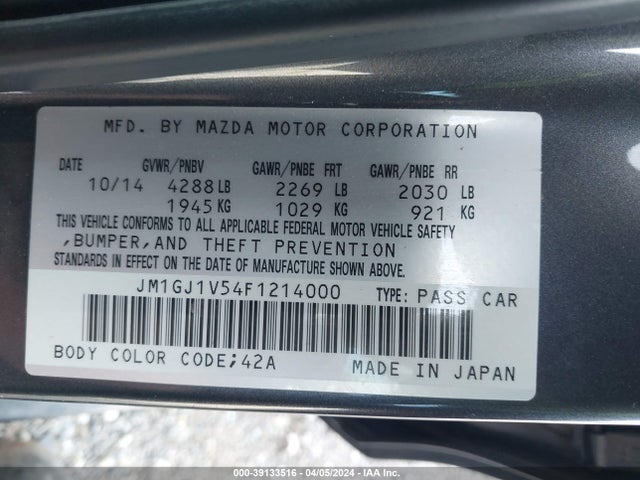 Mazda Mazda6 I Touring 2015 JM1GJ1V54F1214000 Image 9