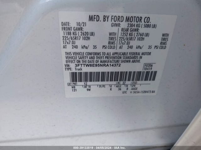 3FTTW8E95NRA14372 Ford Maverick Xl