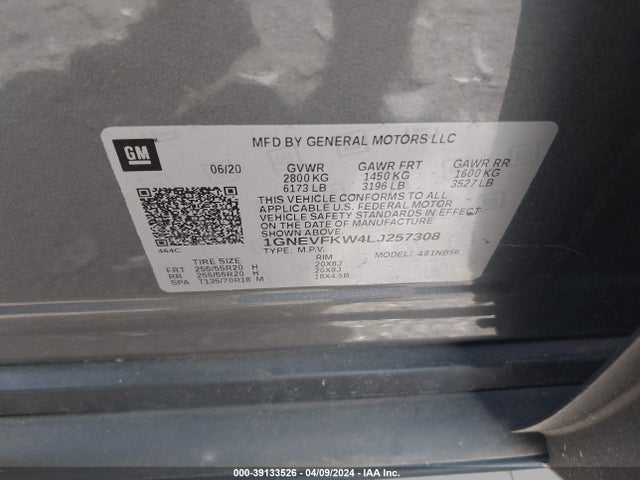 Chevrolet Traverse Awd Ls 2020 1GNEVFKW4LJ257308 Image 9