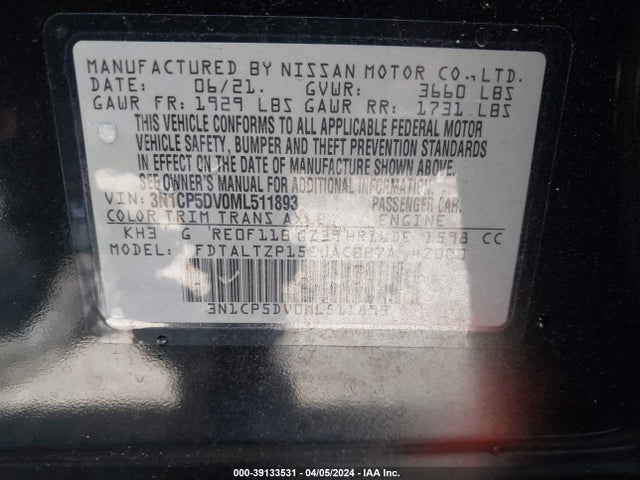 Nissan Kicks Sr Xtronic Cvt 2021 3N1CP5DV0ML511893 Image 9