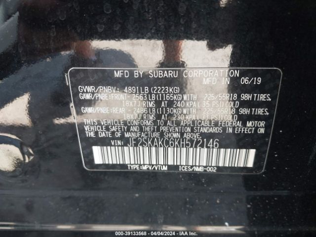 JF2SKAKC6KH572146 Subaru Forester Sport