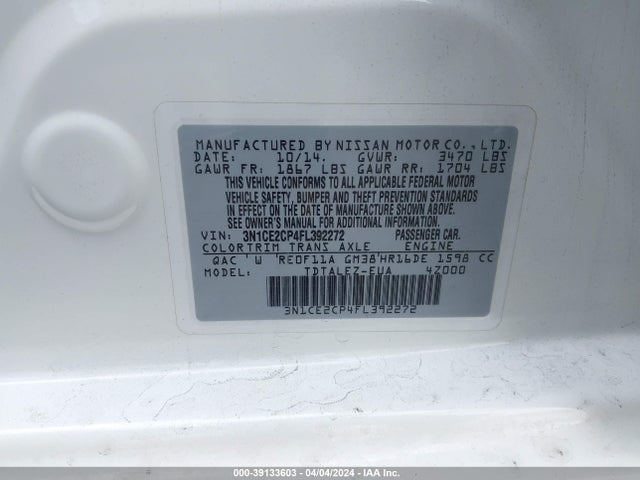 Nissan Versa Note Sl 2015 3N1CE2CP4FL392272 Image 9