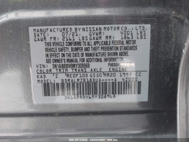 3N1AB8DV6MY308968 Nissan Sentra Sr Xtronic Cvt