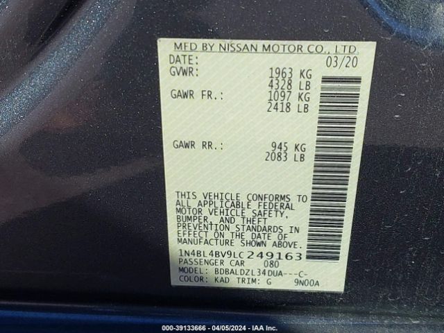 1N4BL4BV9LC249163 Nissan Altima S Fwd