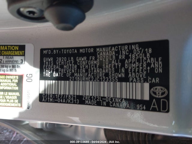 Toyota COROLLA LE 2018 2T1BURHE2JC123355 Image 9