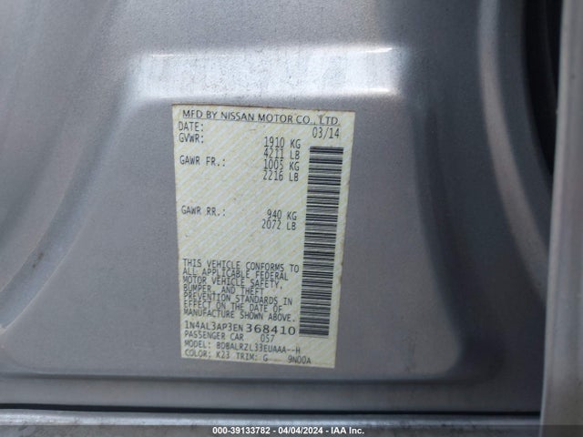 Nissan Altima 2.5 S 2014 1N4AL3AP3EN368410 Image 9