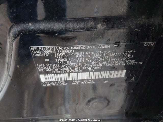 Toyota Rav4 Xle 2014 2T3RFREV3EW169480 Image 9