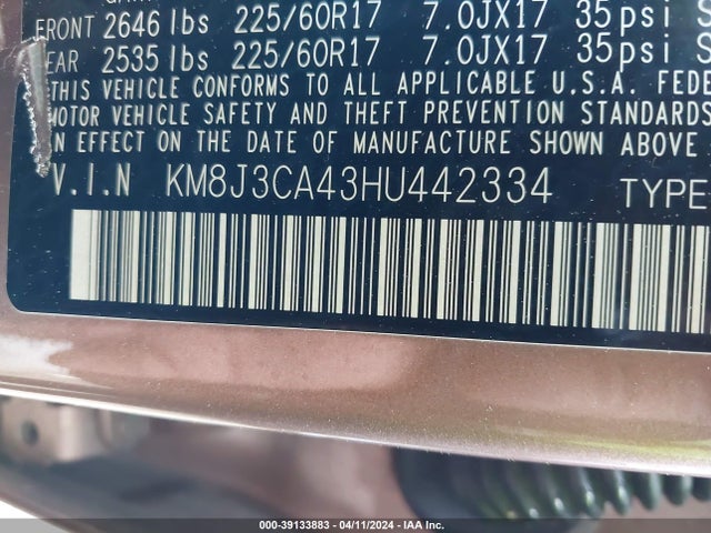Hyundai Tucson Se Plus 2017 KM8J3CA43HU442334 Image 9