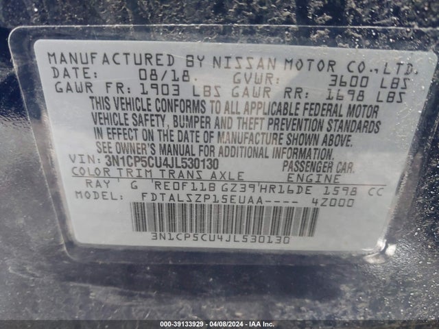 Nissan KICKS SV 2018 3N1CP5CU4JL530130 Image 9