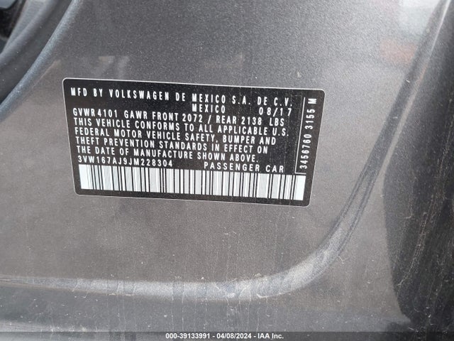 3VW167AJ9JM228304 Volkswagen Jetta 1.4t S