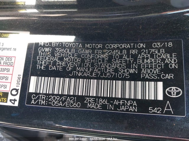 Toyota COROLLA IM 2018 JTNKARJE7JJ571075 Image 9