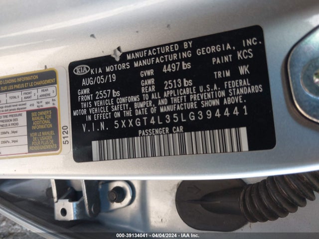 KIA Optima Lx 2020 5XXGT4L35LG394441 Image 9