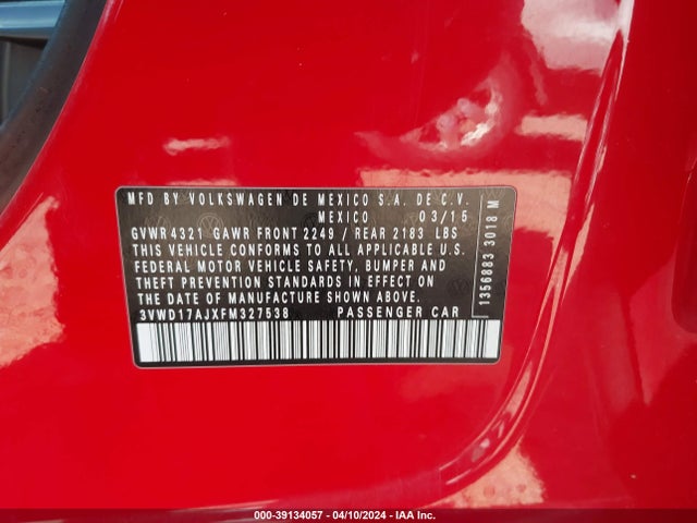 3VWD17AJXFM327538 Volkswagen Jetta 1.8t Se