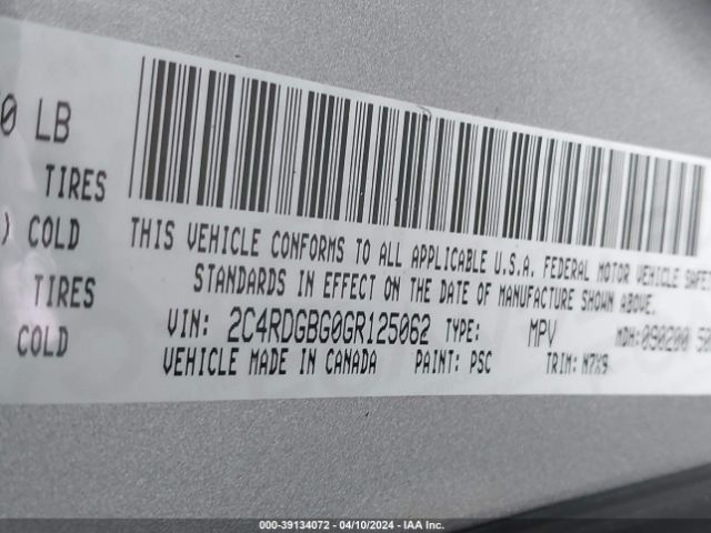 2C4RDGBG0GR125062 Dodge Grand Caravan Se Plus