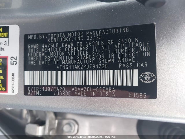 Toyota CAMRY SE 2023 4T1G11AK2PU791728 Image 9