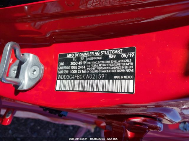 WDD3G4FB0KW021591 Mercedes-Benz A 220 4matic