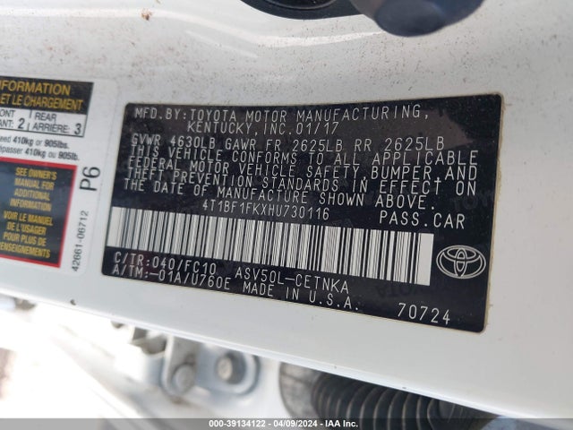 Toyota CAMRY LE 2017 4T1BF1FKXHU730116 Image 9
