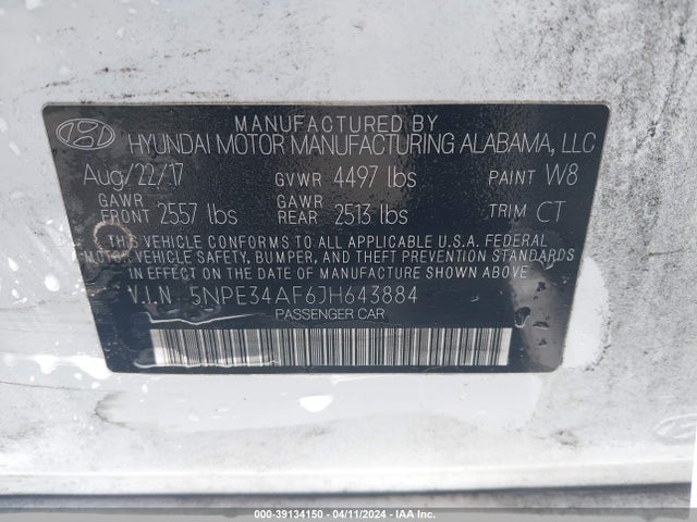 Hyundai SONATA SEL 2018 5NPE34AF6JH643884 Image 9