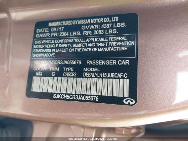 SJKCH5CR3JA055676 Infiniti Qx30 Premium
