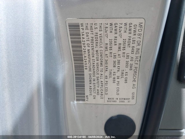 2006 PORSCHE CAYENNE WP1AA29P26LA24528 Photo 8