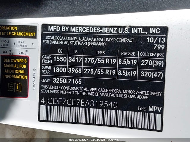 Mercedes-Benz Gl 450 4matic 2014 4JGDF7CE7EA319540 Image 9