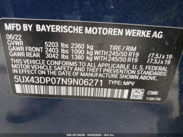 2022 BMW X3 5UX43DP07N9N06271 Photo 8