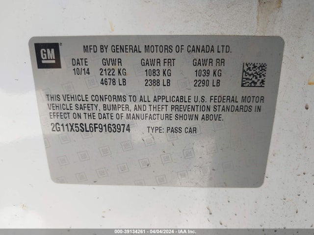 Chevrolet Impala 1fl 2015 2G11X5SL6F9163974 Image 9