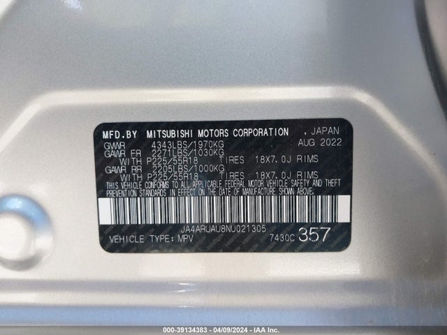 2022 MITSUBISHI OUTLANDER SPORT JA4ARUAU8NU021305 Photo 8