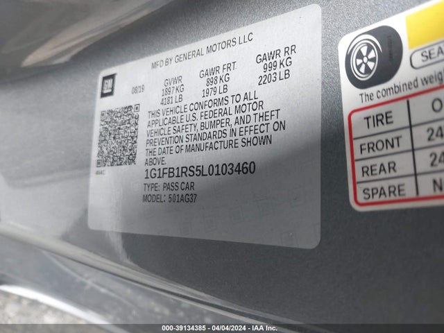 Chevrolet Camaro Rwd  1lt 2020 1G1FB1RS5L0103460 Image 9
