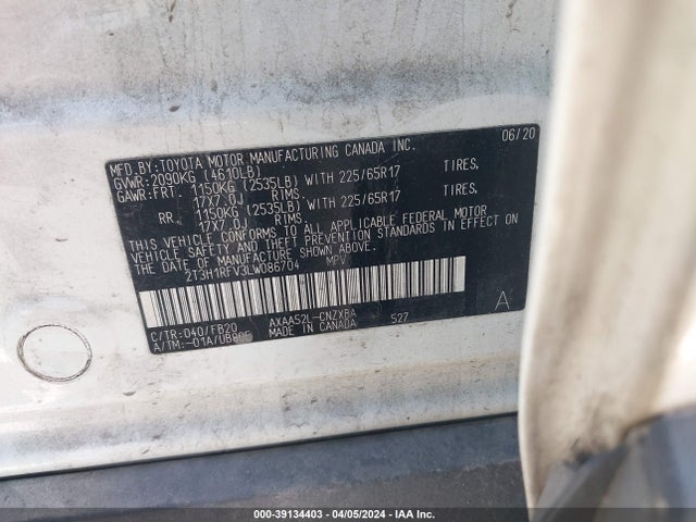 Toyota RAV4 LE 2020 2T3H1RFV3LW086704 Image 9