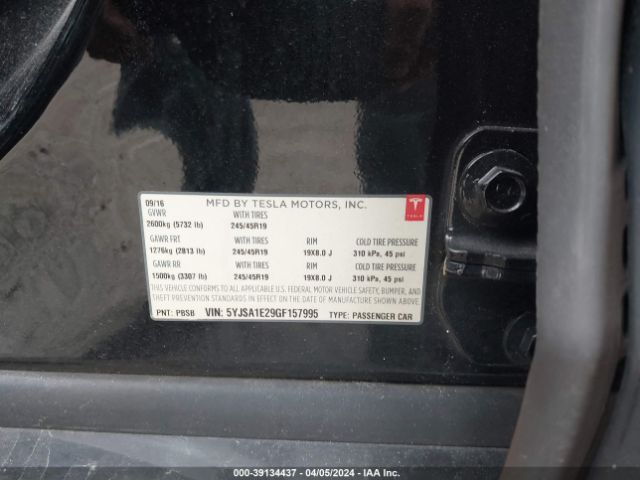 5YJSA1E29GF157995 Tesla Model S 60d/70d/75d/85d/90d