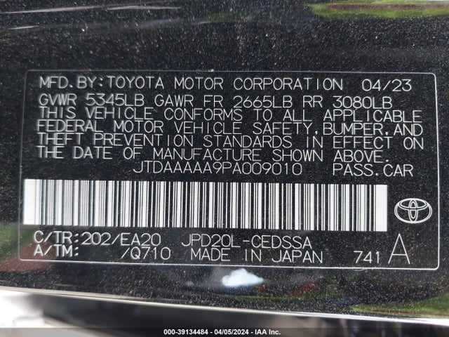 Toyota Mirai Xle 2023 JTDAAAAA9PA009010 Image 9