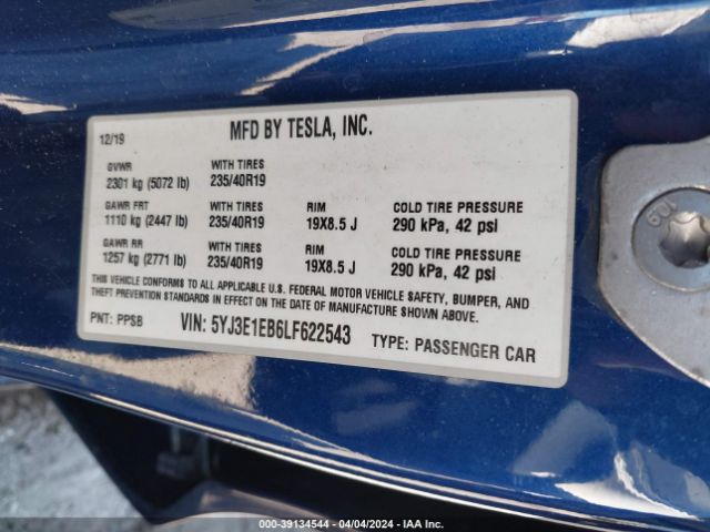 2020 TESLA MODEL 3 5YJ3E1EB6LF622543 Photo 8