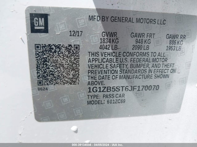 Chevrolet Malibu 1ls 2018 1G1ZB5ST6JF170070 Image 9