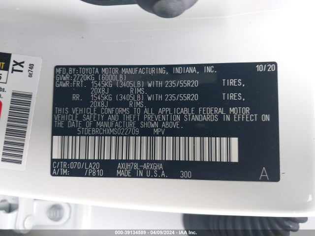 Toyota Highlander Hybrid Platinum 2021 5TDEBRCHXMS022709 Image 9