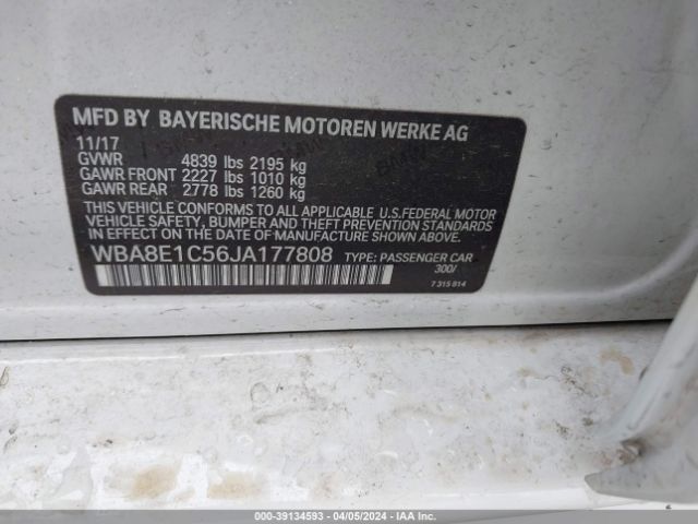WBA8E1C56JA177808 BMW 330e Iperformance