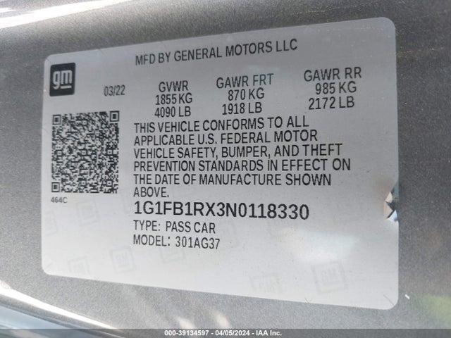 Chevrolet Camaro Rwd  1lt 2022 1G1FB1RX3N0118330 Image 9