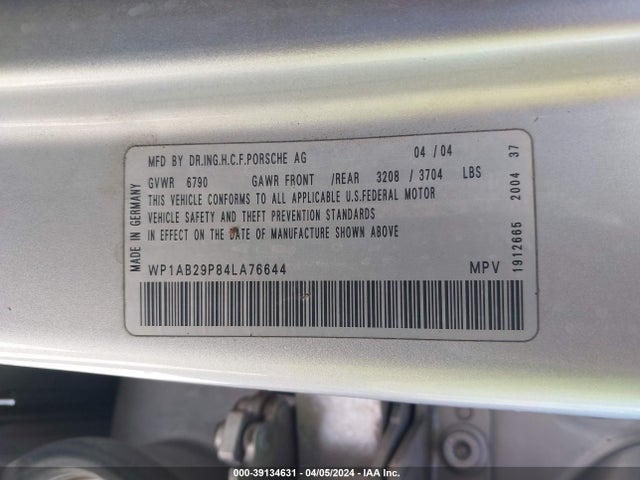 2004 PORSCHE CAYENNE WP1AB29P84LA76644 Photo 8