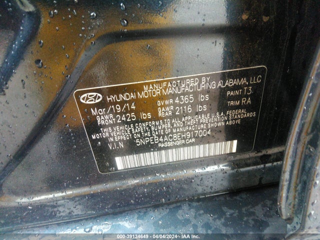 Hyundai SONATA GLS 2014 5NPEB4AC8EH917004 Image 9