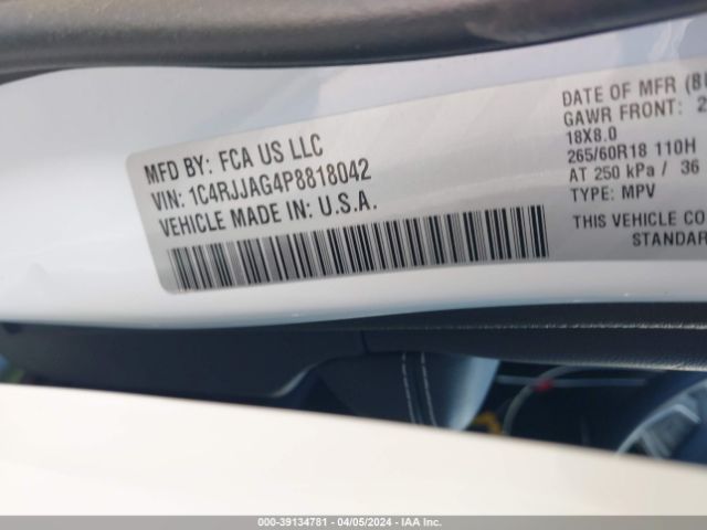 1C4RJJAG4P8818042 Jeep Grand Cherokee L Laredo 4x2