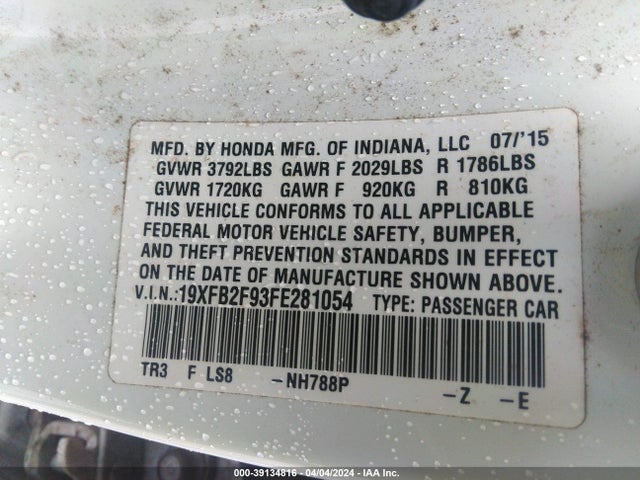 Honda Civic Ex-l 2015 19XFB2F93FE281054 Image 9
