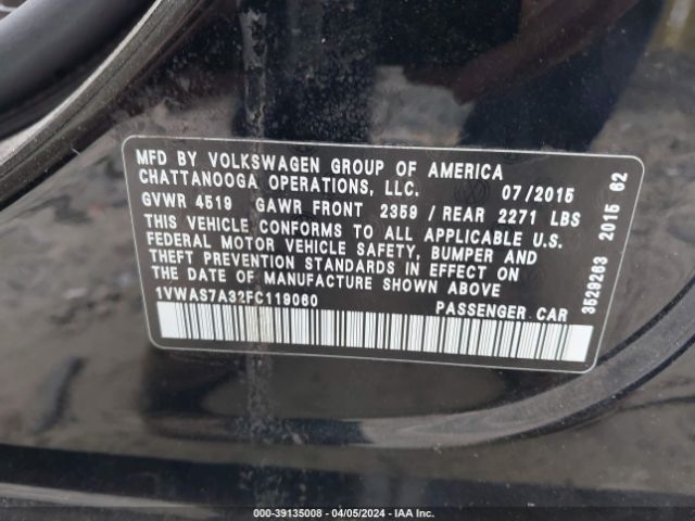1VWAS7A32FC119060 Volkswagen Passat 1.8t Limited Edition